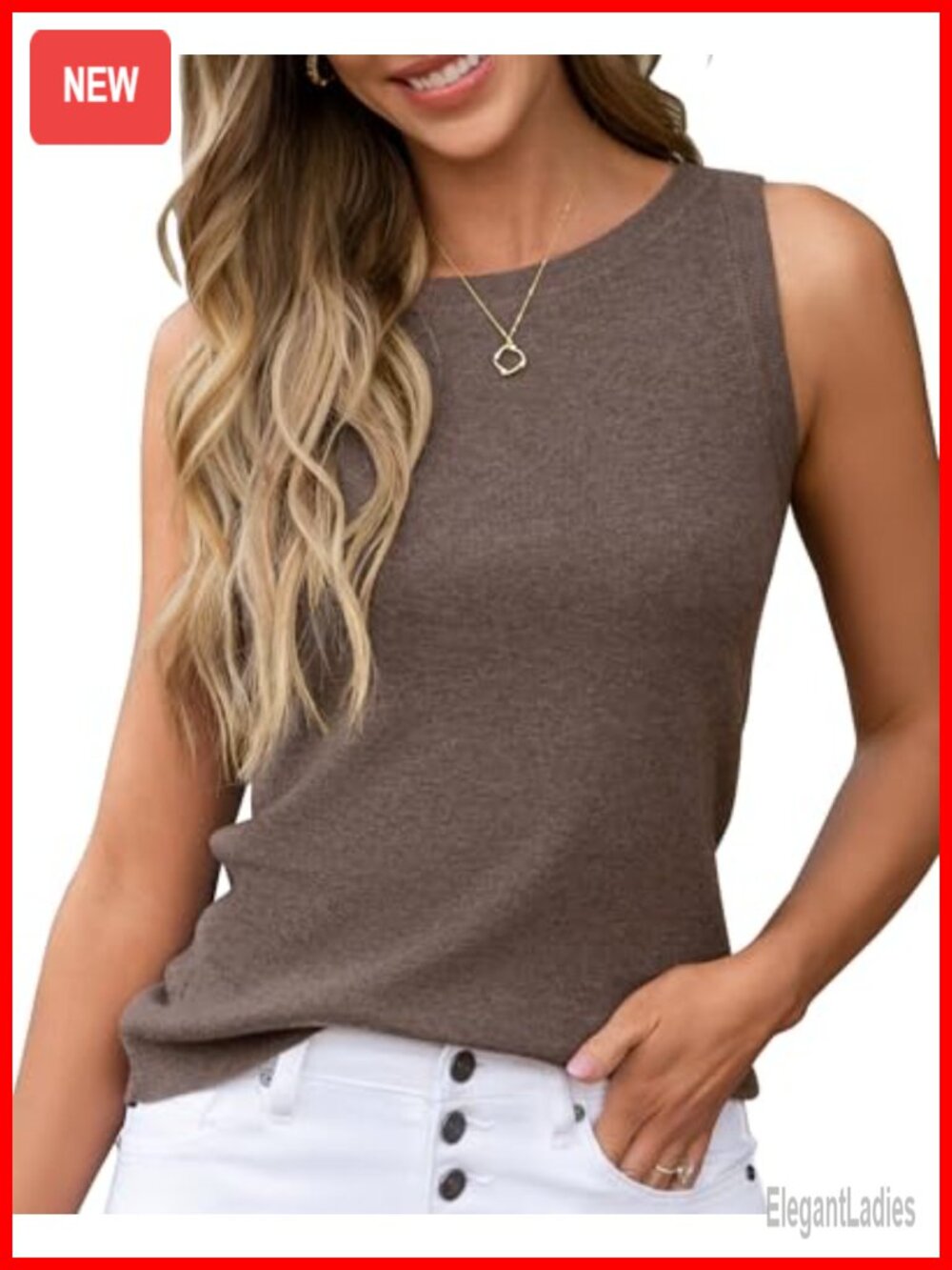 Wool Blend Sleeveless Tank Top Slim Fit Business Casual Crew Neck